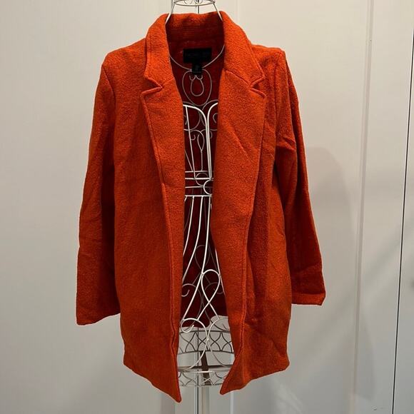 Rachel Zoe open blazer trench coat women’s size medium orange wool blend coat - Picture 1 of 4